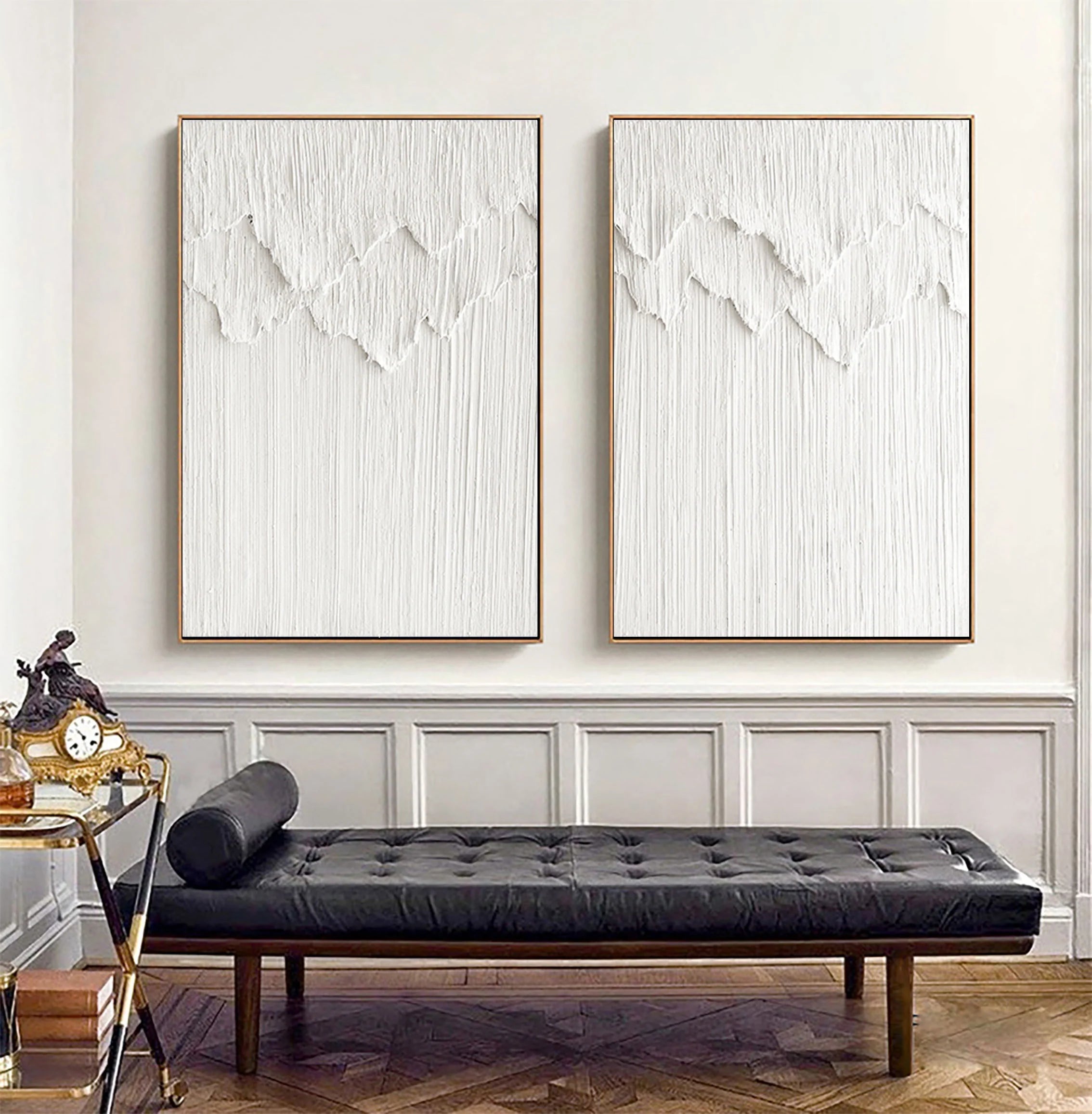 Set of 2 3D Textured Plaster Art Painting Minimalistic Original Room Decor