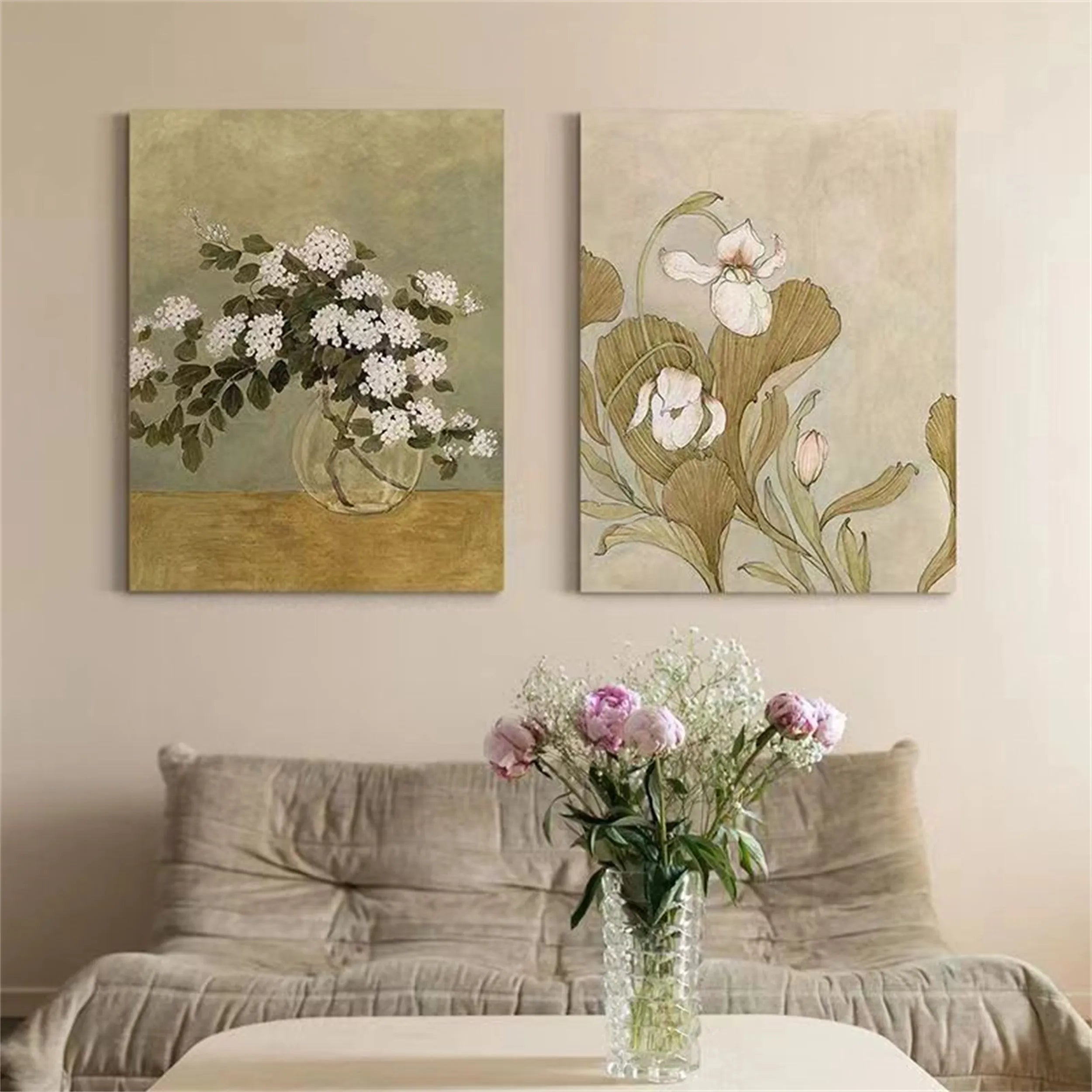 Colorful Flower & Tree Abstract  Wall Art Set of 2#ML022