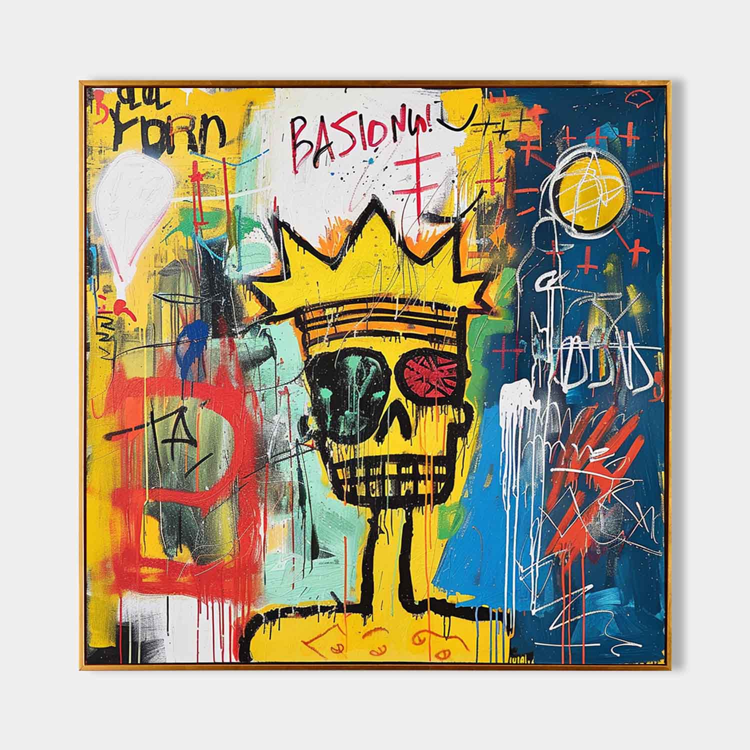 Basquiat Abstract Art for Sale Modern Expressionist Art Cool Skull Graffiti Canvas Wall Art Graffiti Street Abstract Art