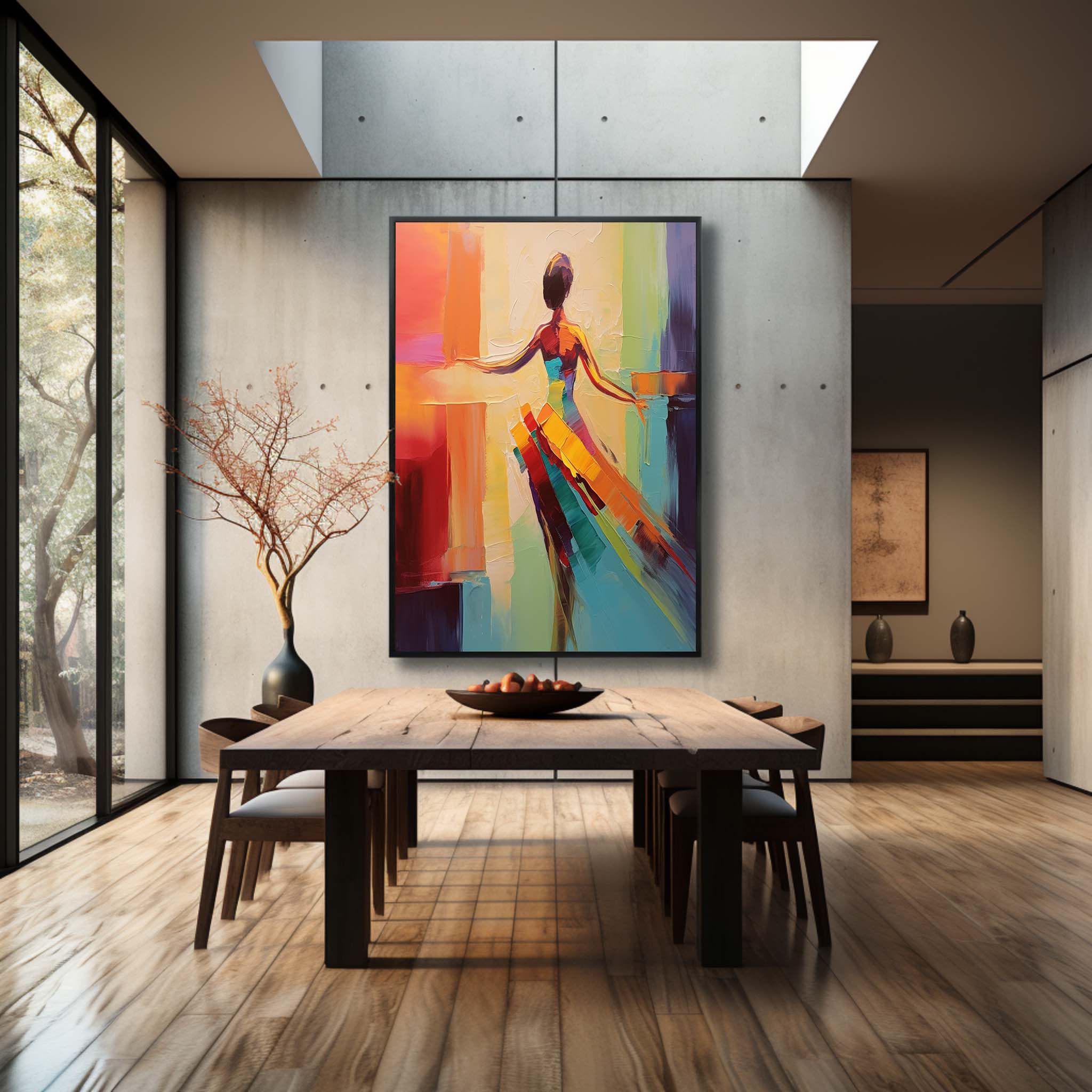 Large Elegant Girl Dancer Palette Canvas Painting Dancing Woman Texture Art Bedroom Decor Painting