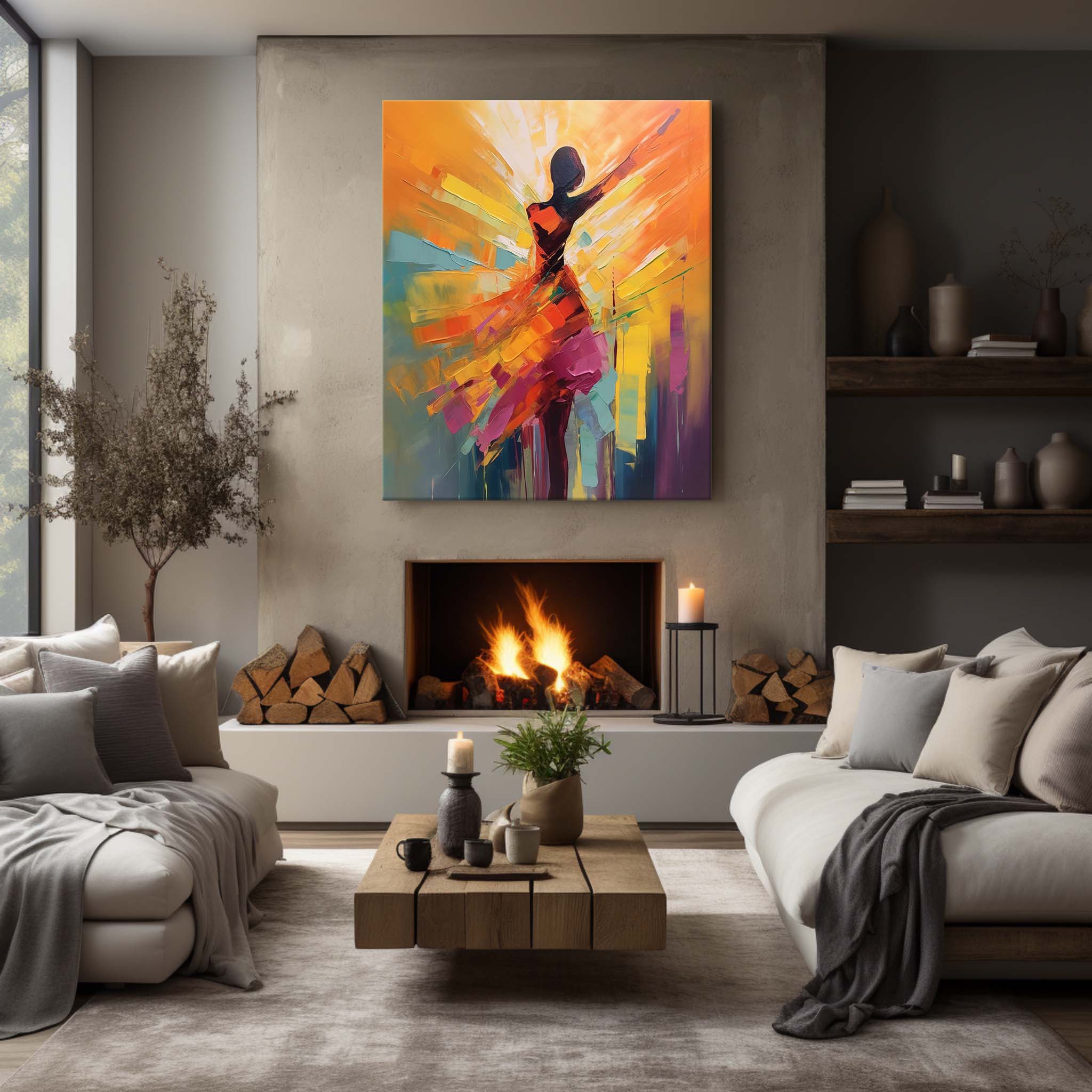 Abstract Dancer Back View Palette Canvas Art Abstract Dancing Woman Texture Wall Art Decoration