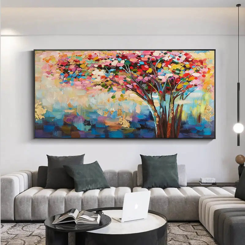 Colorful Flower & Tree Abstract  Wall Art #ML001