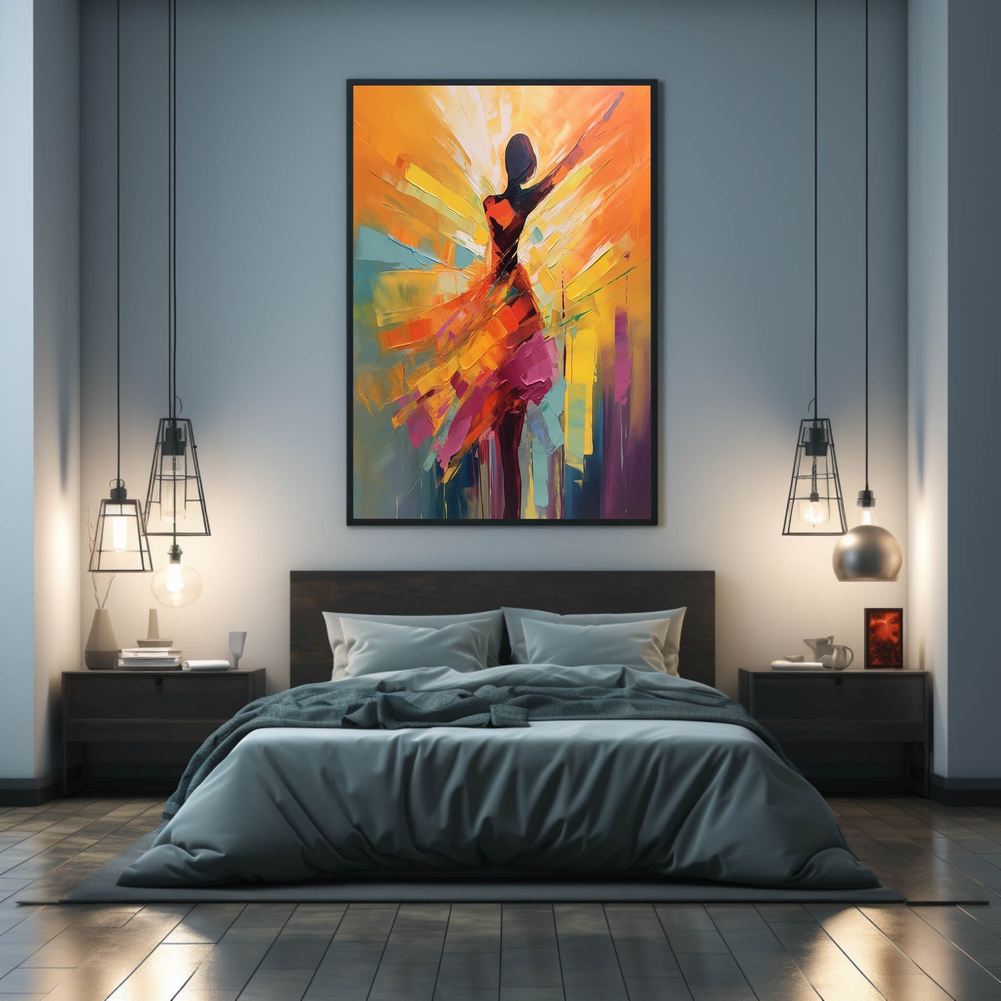 Abstract Dancer Back View Palette Canvas Art Abstract Dancing Woman Texture Wall Art Decoration