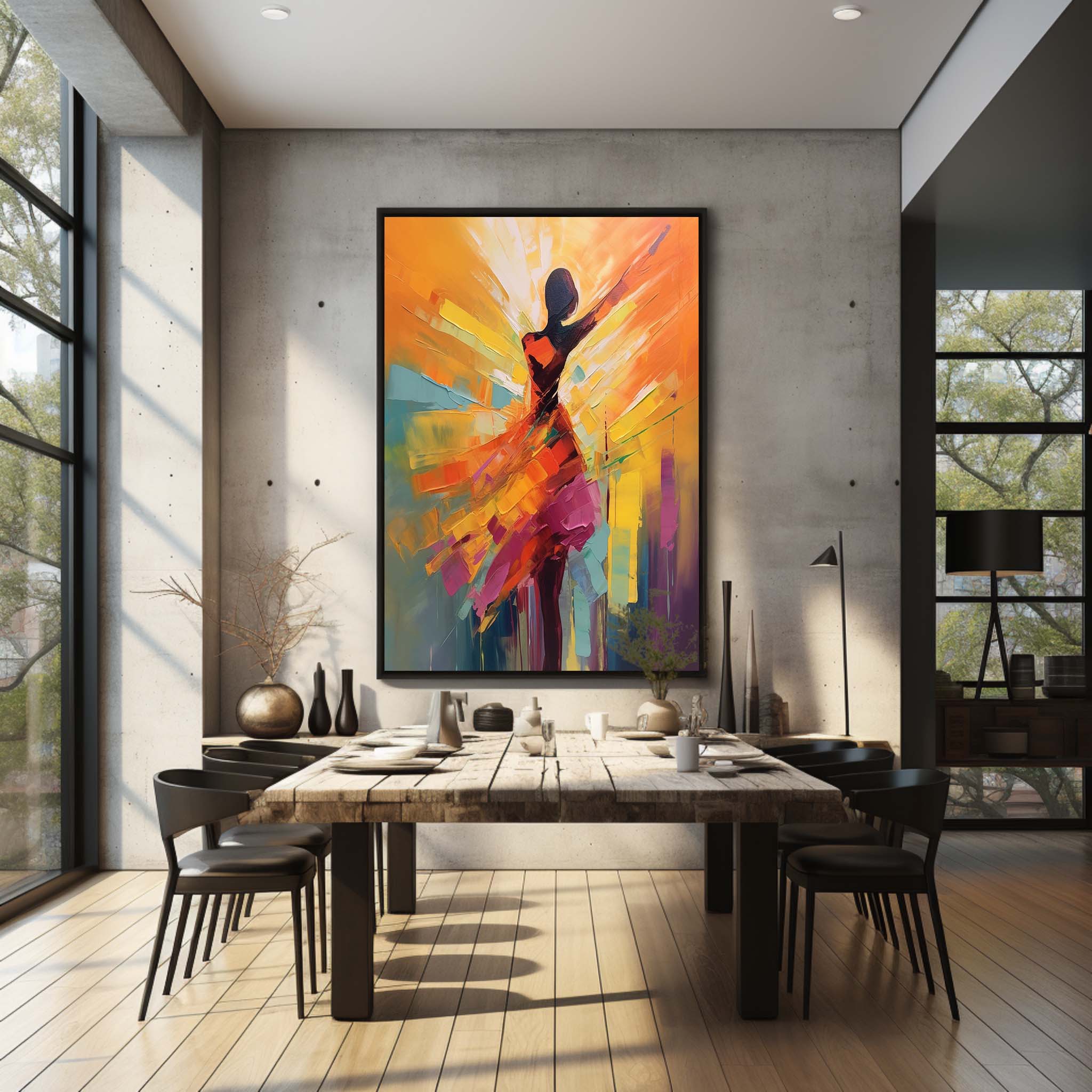 Abstract Dancer Back View Palette Canvas Art Abstract Dancing Woman Texture Wall Art Decoration