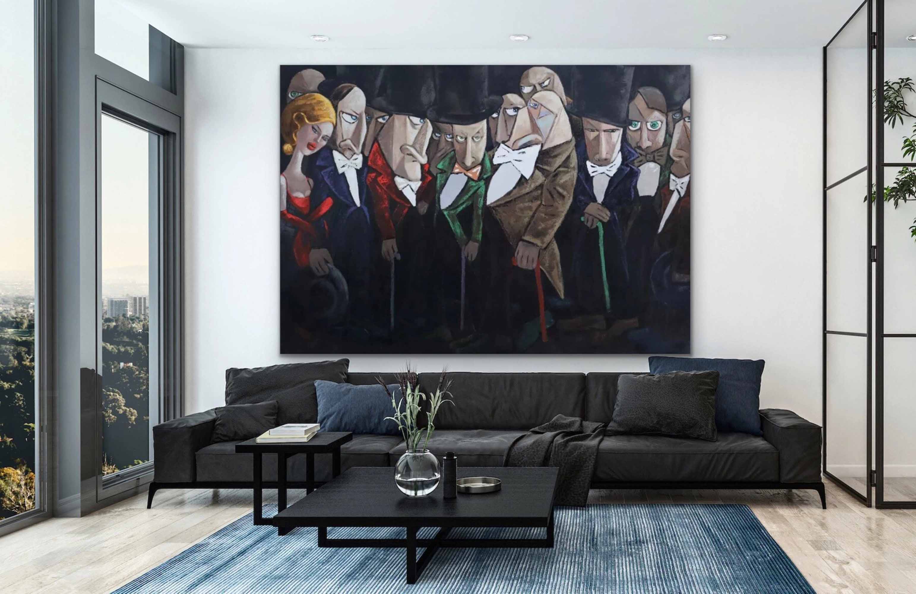 Suit Man Party Oil Painting Suit Store Wall Art Opera House Wall Hanging Painting Suit Man Graffiti Canvas Art