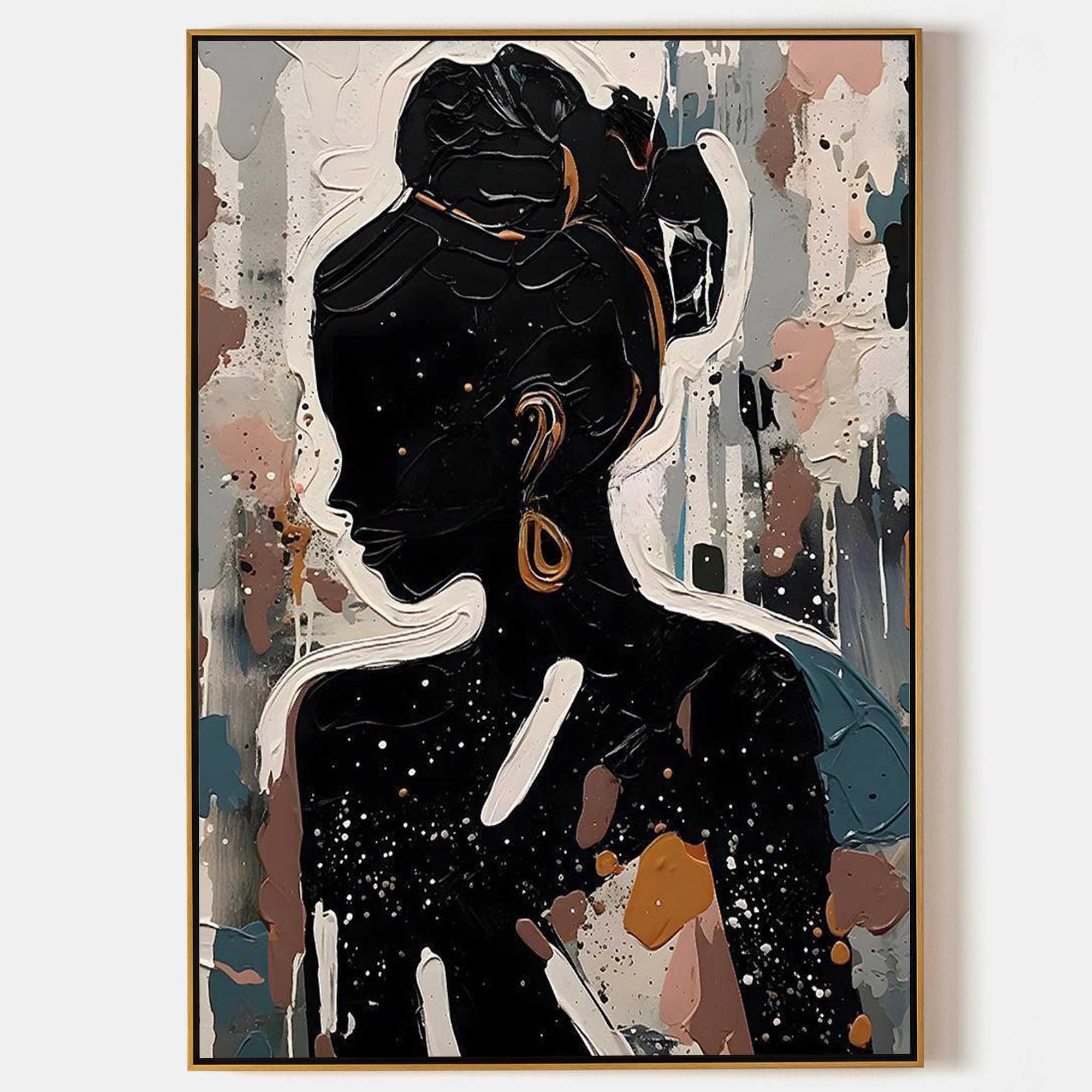 Black Abstract Woman Oil Painting Black Abstract Woman Canvas Art Texture Figure Wall Decor Painting