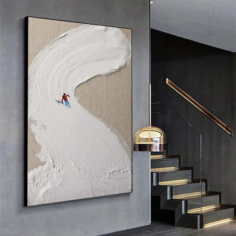 Art mural minimaliste texturé White Sport Art #SA009