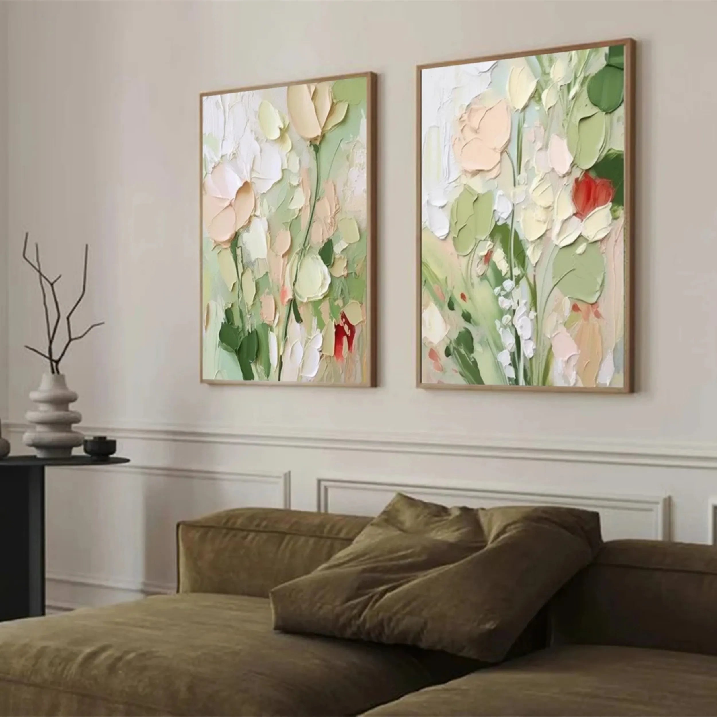 Colorful Flower & Tree Abstract Textured Wall Art Set of 2#ML029