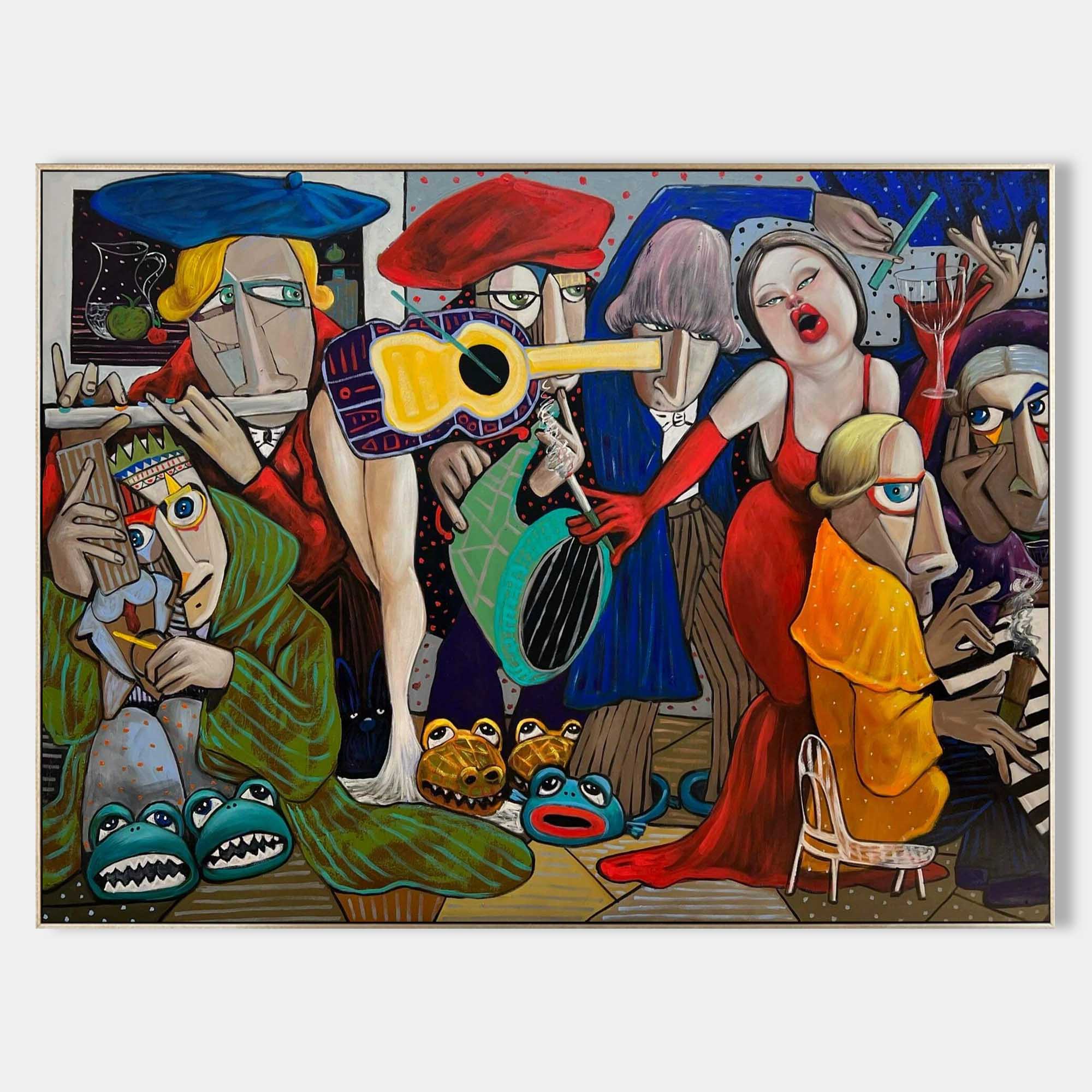 Dancing People Pop Art Canvas Bar Wall Painting Hotel Premium Wall Art Character Abstract Art