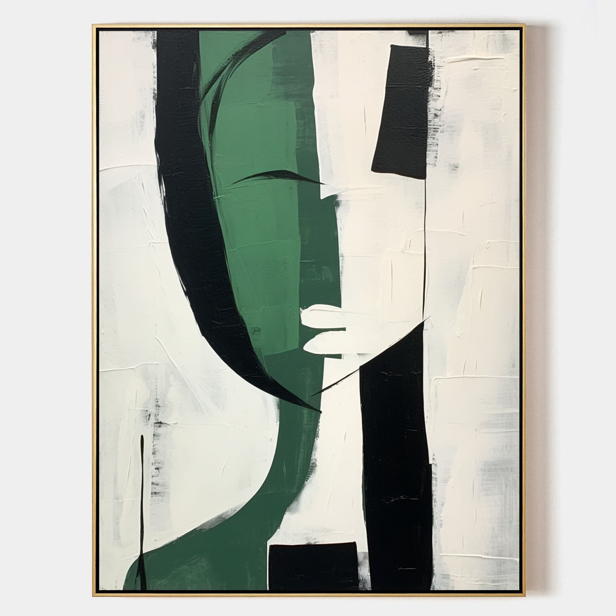 Green And White Minimalist Abstract Art On Canvas Green And White Minimalist Wall Hanging Painting