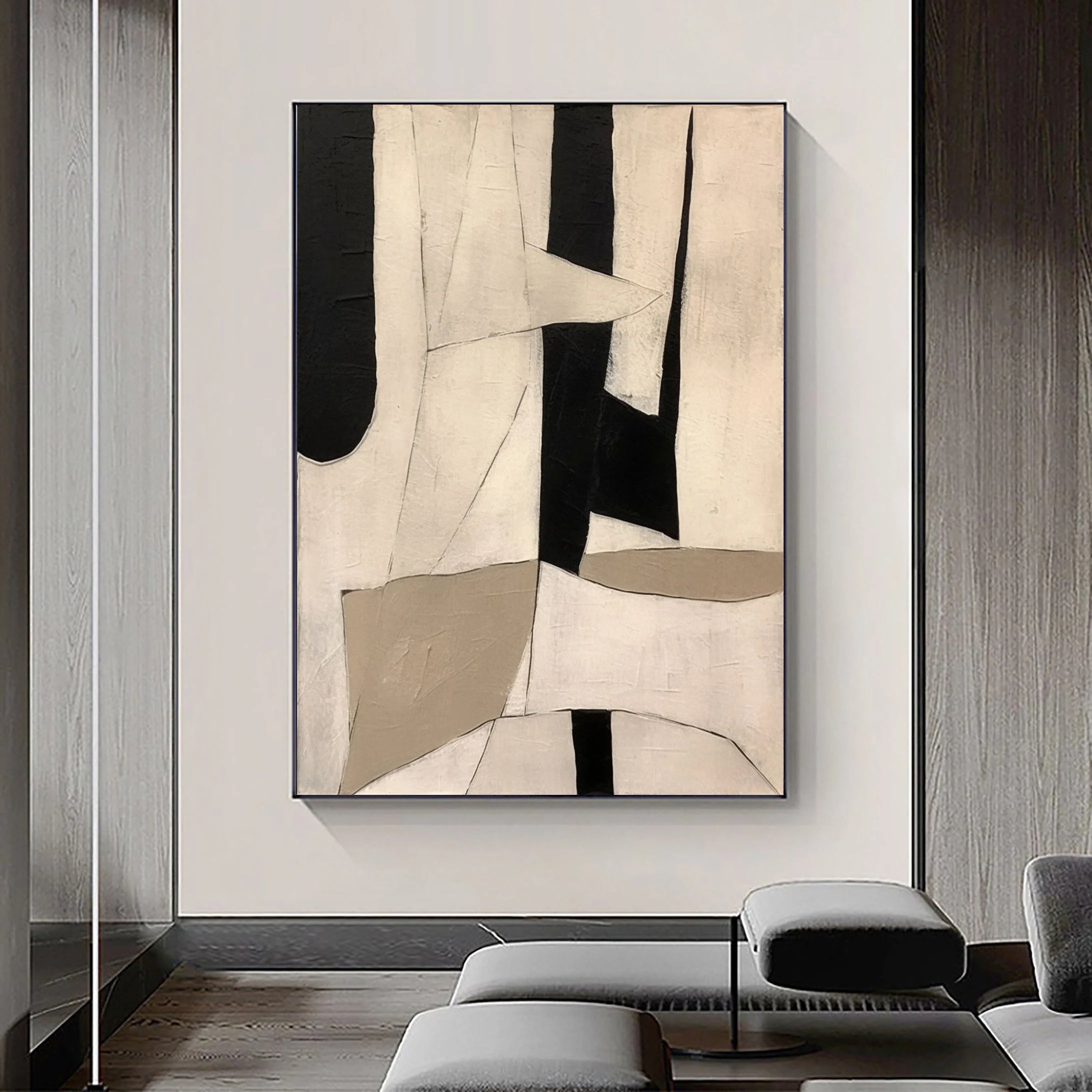 Wabi Sabi Wall Artwork Painting Large Beige Canvas for Living Room/Bedroom