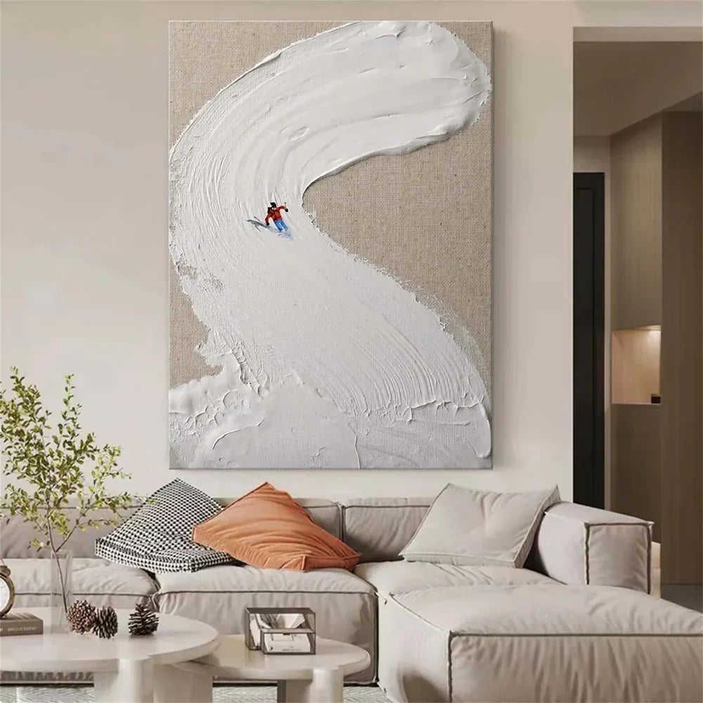 Art mural minimaliste texturé White Sport Art #SA009