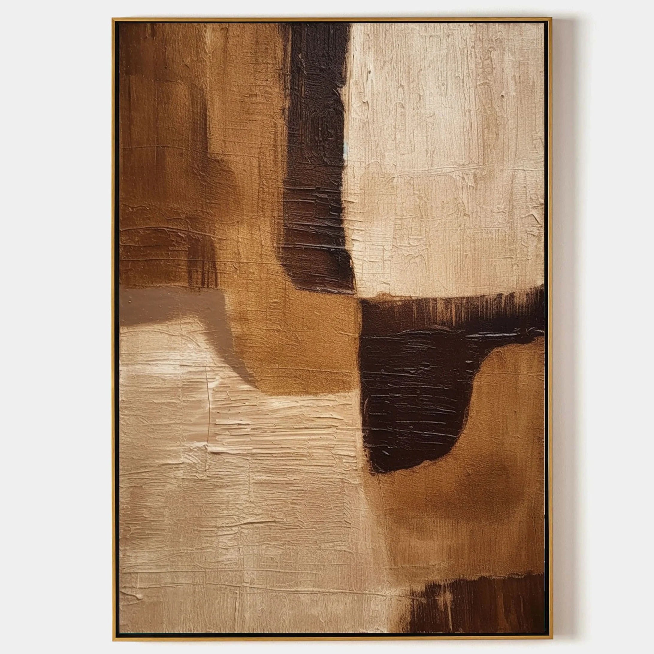 Brown and Beige Geometric Wabi Sabi Oversized Painting Abstract Wall Decor