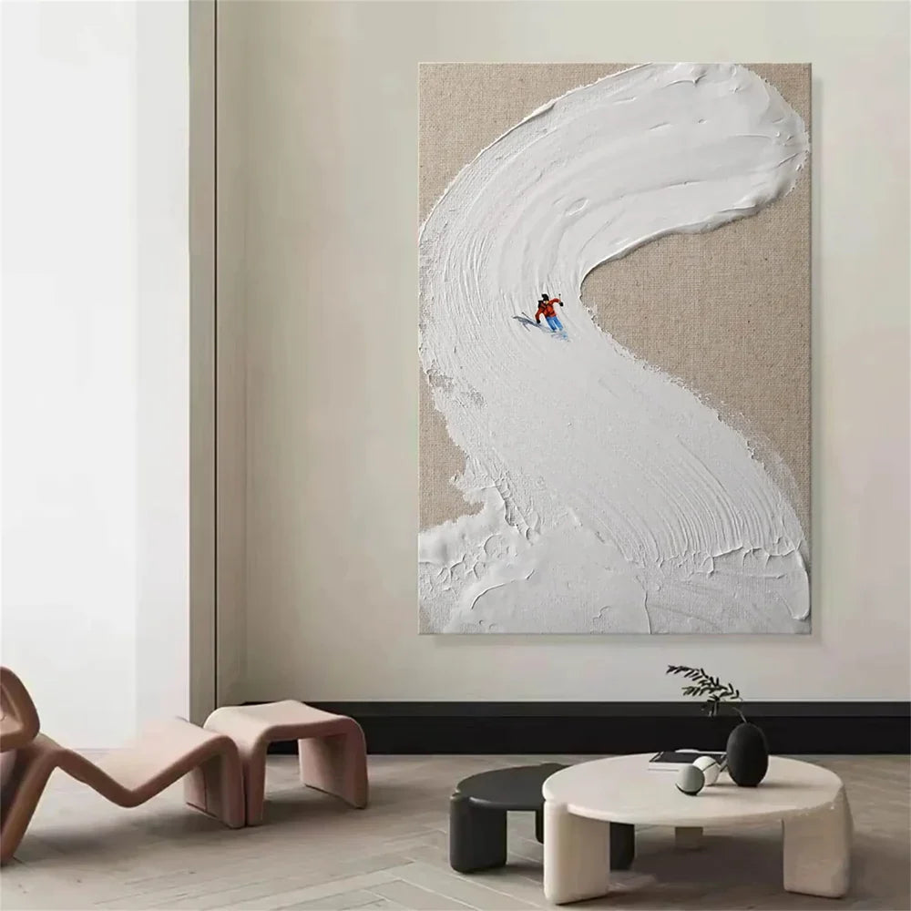 Art mural minimaliste texturé White Sport Art #SA009