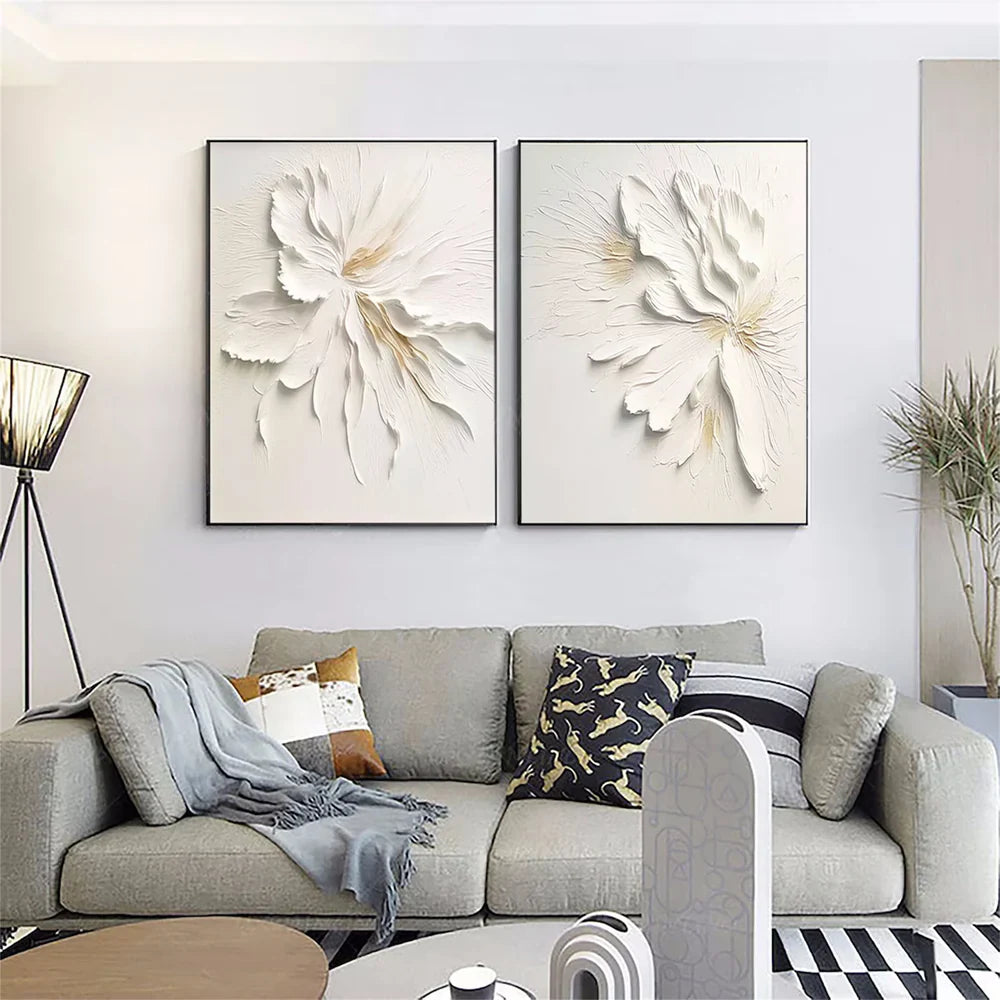 Flower & Tree Abstract Textured Wall Art Set of 2#ML039