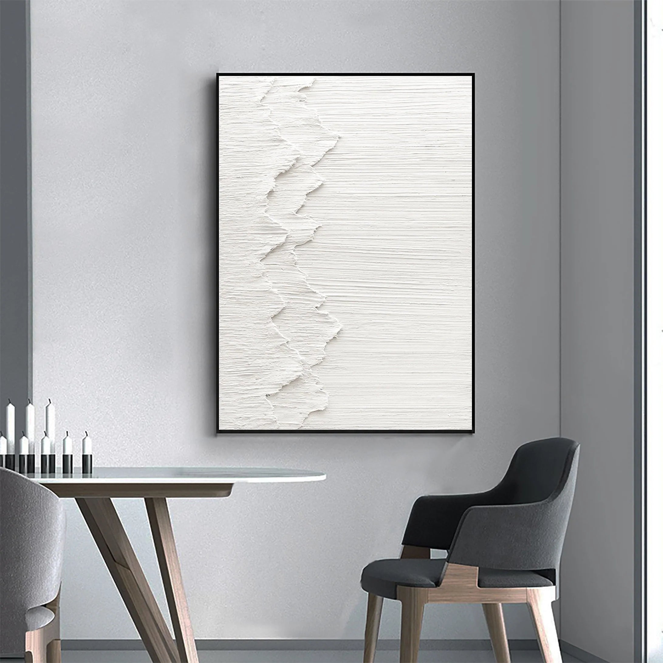 Plaster Art Minimalistic Wave Painting Wall Decor for Living Room/Bedroom