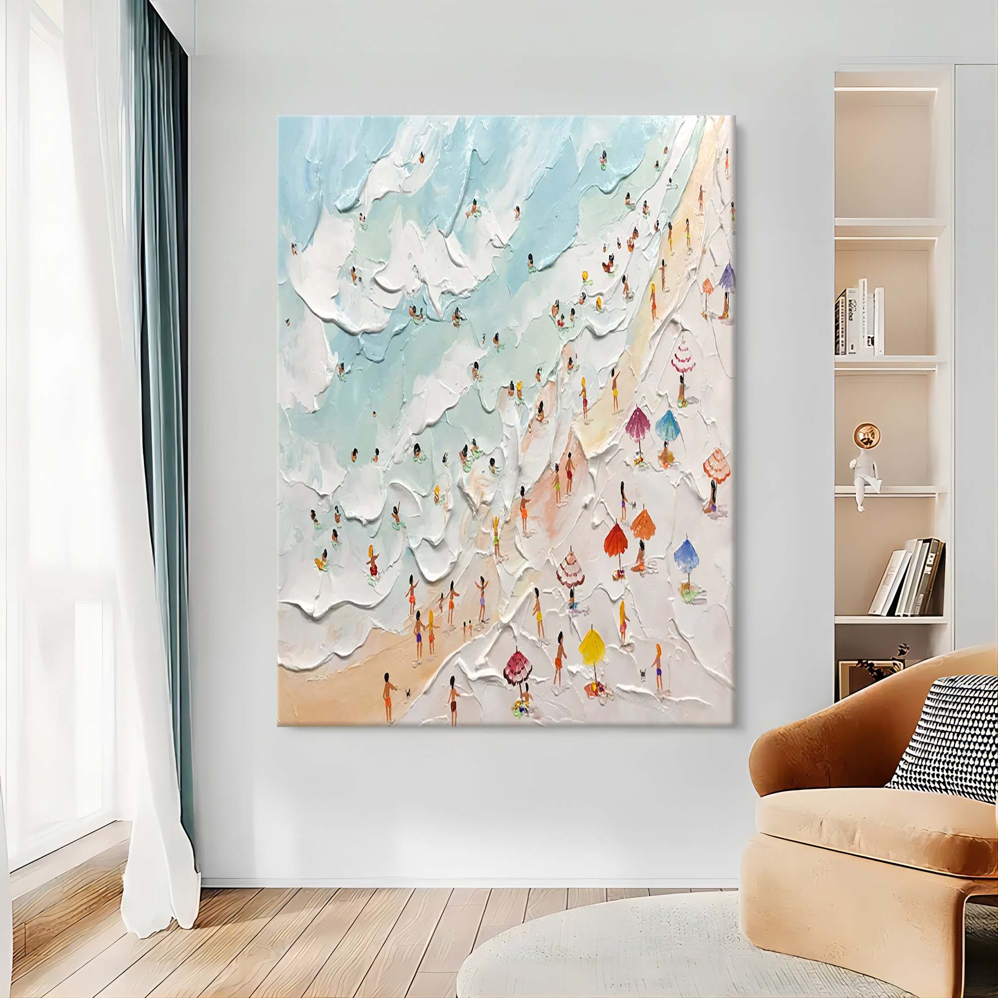 Summer Beach Vacation Oil Painting Summer Beach Vacation Canvas Art Seaside Textured Wall Art