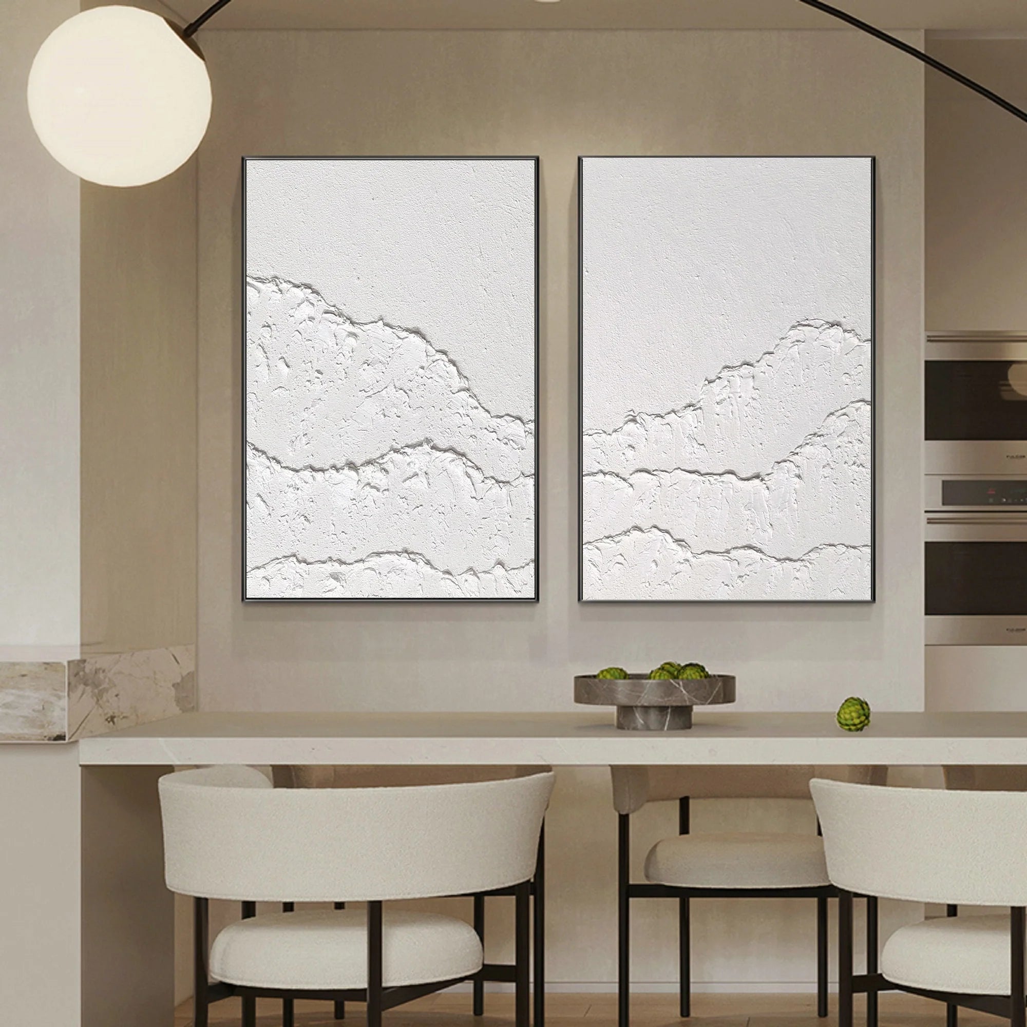 Set of 2 Textured Plaster Art Painting Minimalistic Room Decor