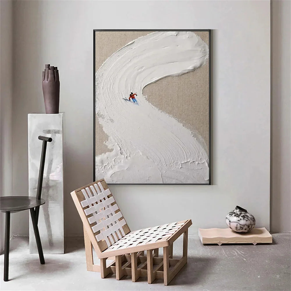 Art mural minimaliste texturé White Sport Art #SA009