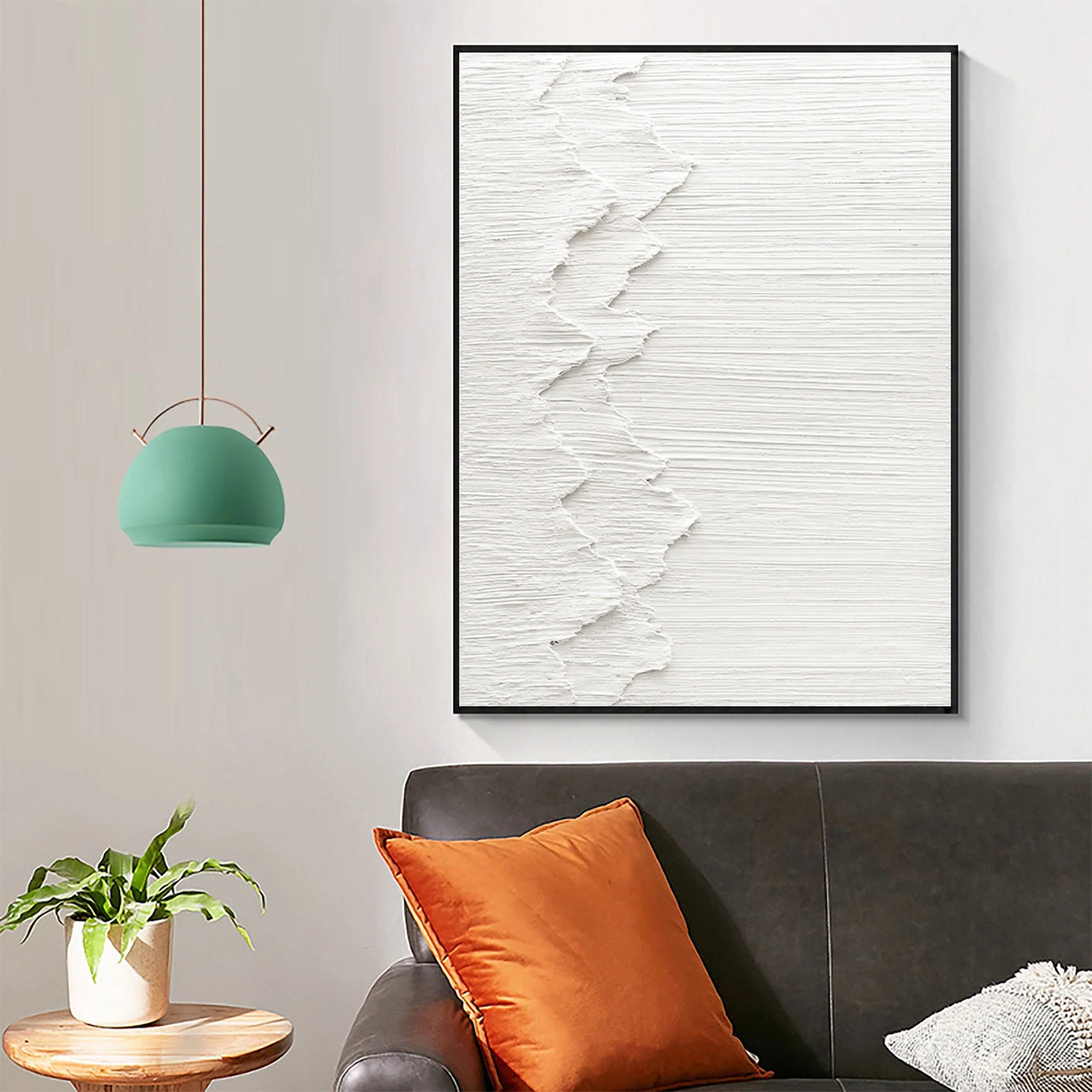 Plaster Art Minimalistic Wave Painting Wall Decor for Living Room/Bedroom