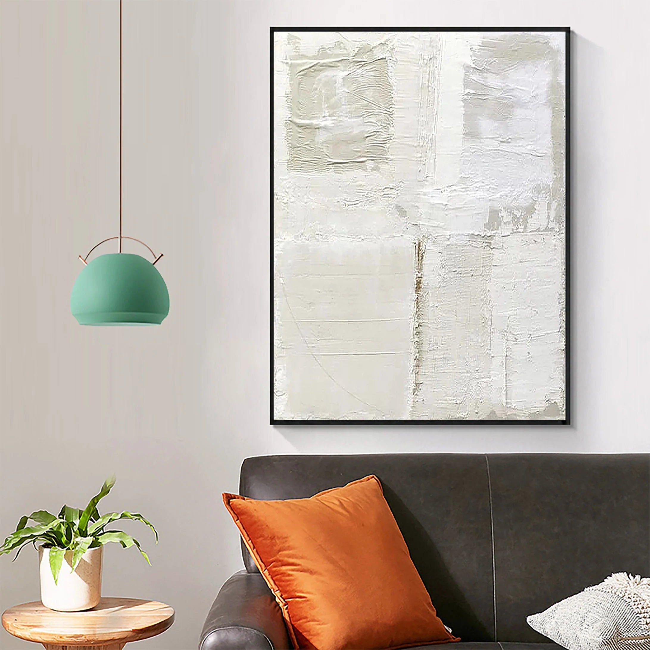 White Minimalist Plaster Art Painting Wall Decor for Living Room/Bedroom