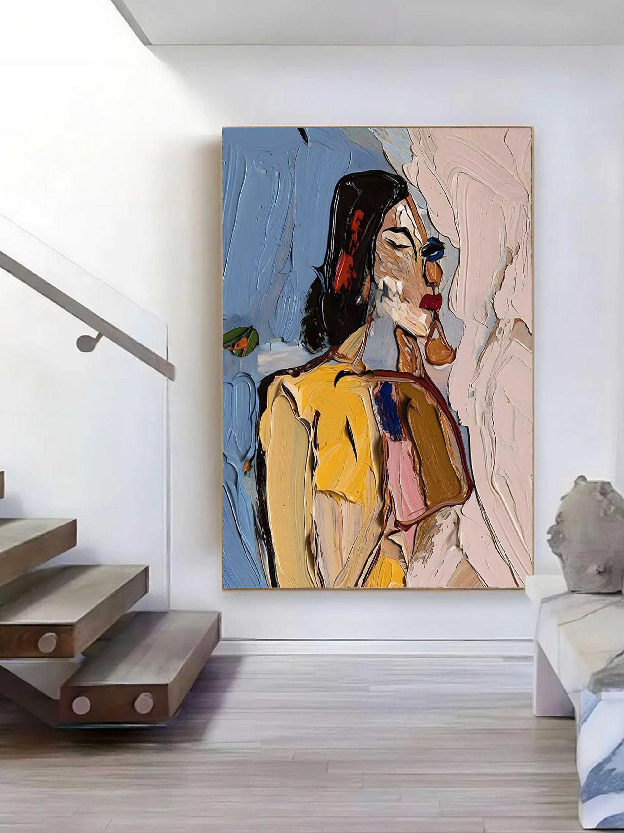 Thick Abstract Woman Canvas Oil Painting Abstract Woman Textured Art Palette Knife Figure Painting