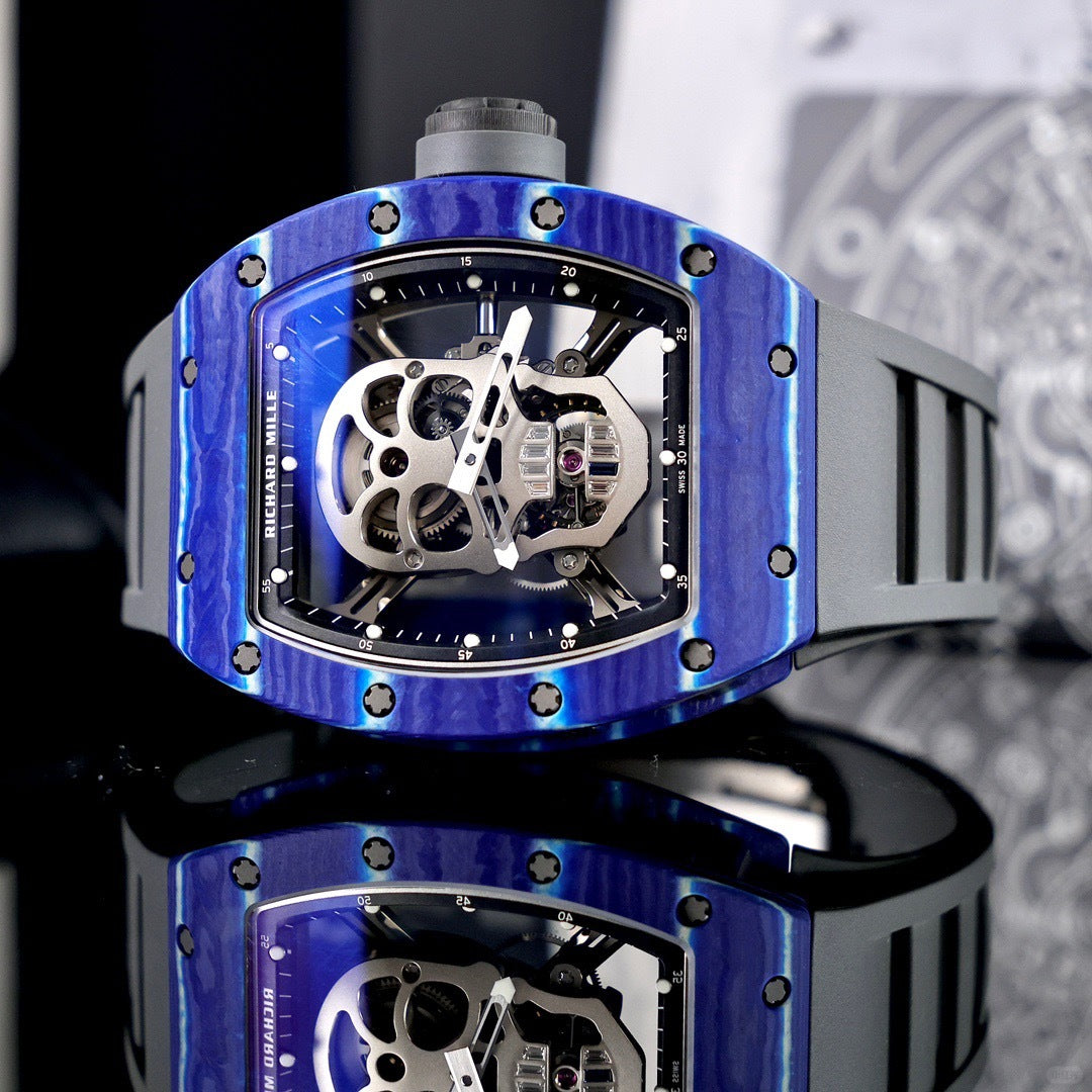 RM 52-01 Skull Noir Lunette Bleue 44mm 