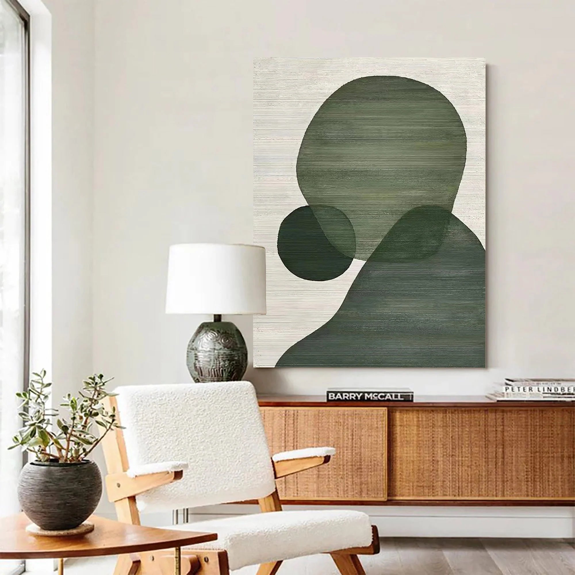 Green Boho Abstract Painting On Canvas Minimalist Textured Wall Art Modern Home Decor