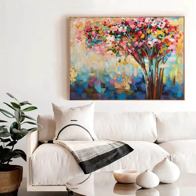 Colorful Flower & Tree Abstract  Wall Art #ML001