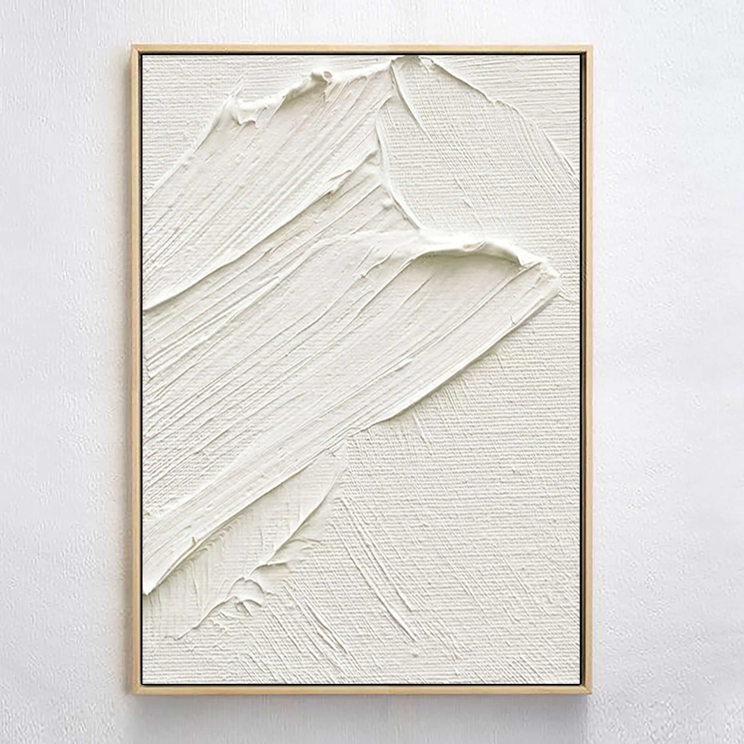 White Sea Slap Plaster Art Painting Minimalistic Balance on Large Canvas