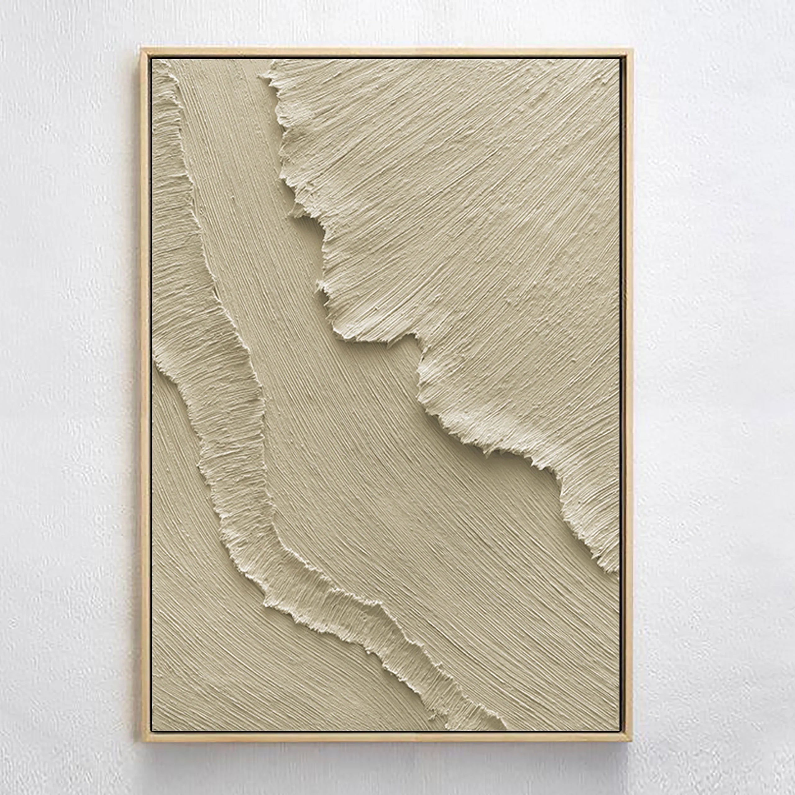 Beige 3D Textured Plaster Painting on Canvas Minimalist Wall Artwork