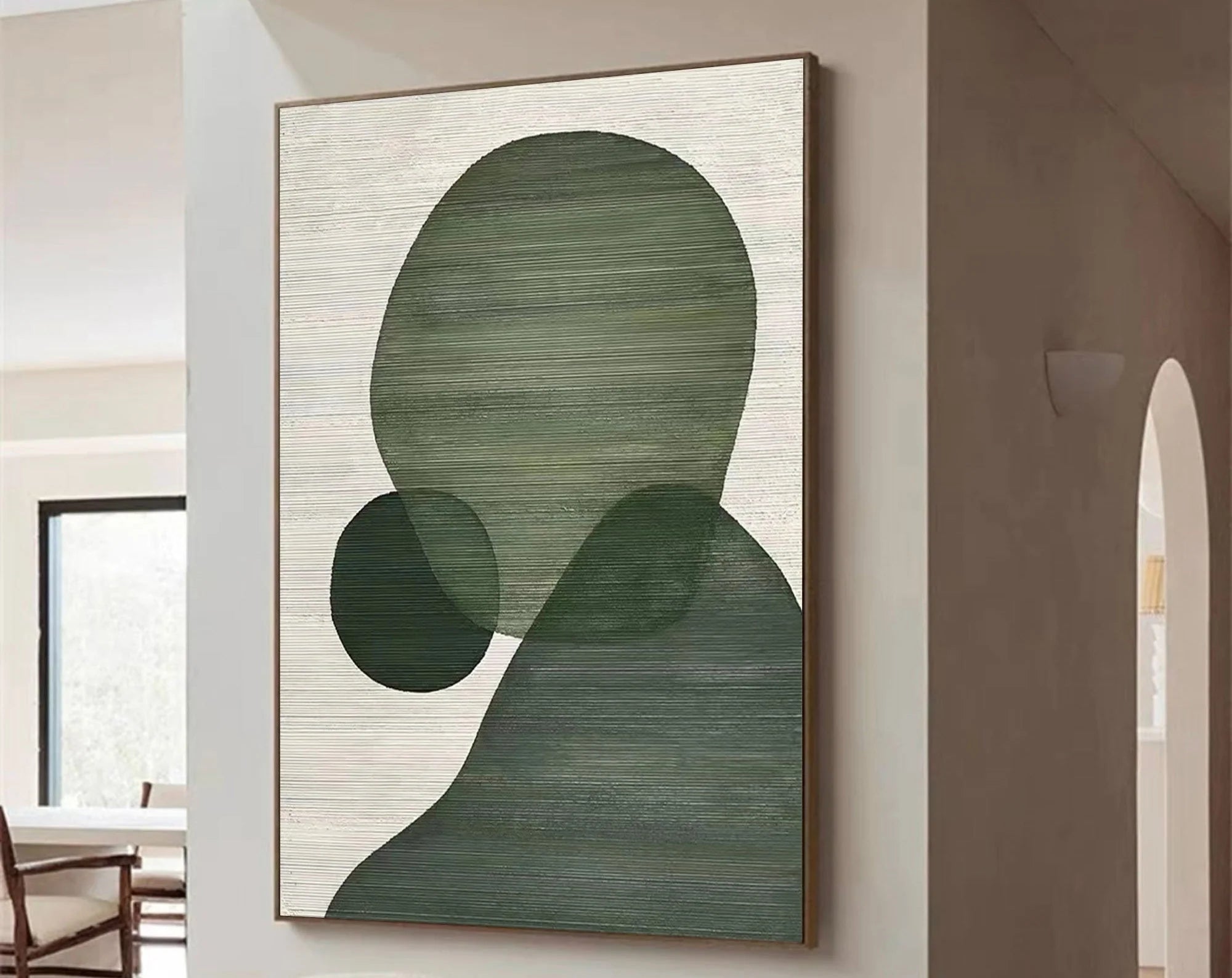 Green Boho Abstract Painting On Canvas Minimalist Textured Wall Art Modern Home Decor