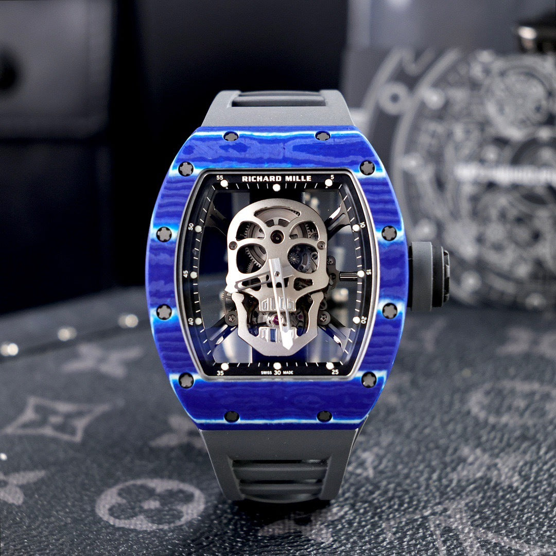 RM 52-01 Skull Noir Lunette Bleue 44mm 