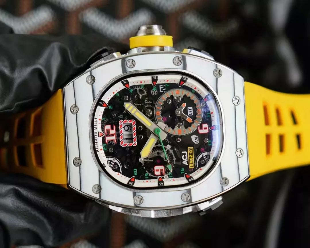 Montre Tourbillon RM 62-01 avec bracelet jaune 42 mm 