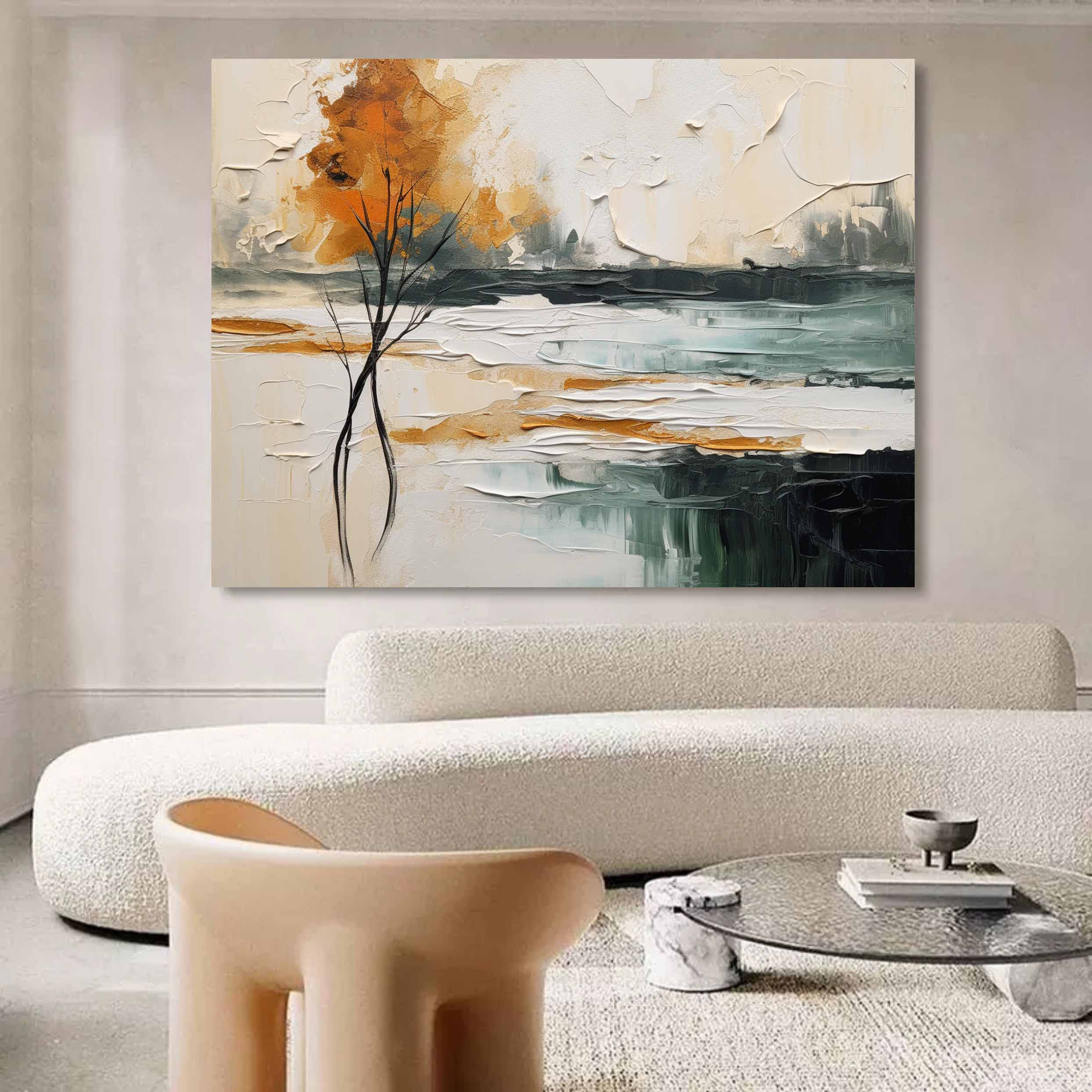 Large Colorful Landscape Minimalist Abstract Oil Painting Minimalist Landscape Textured Wall Art