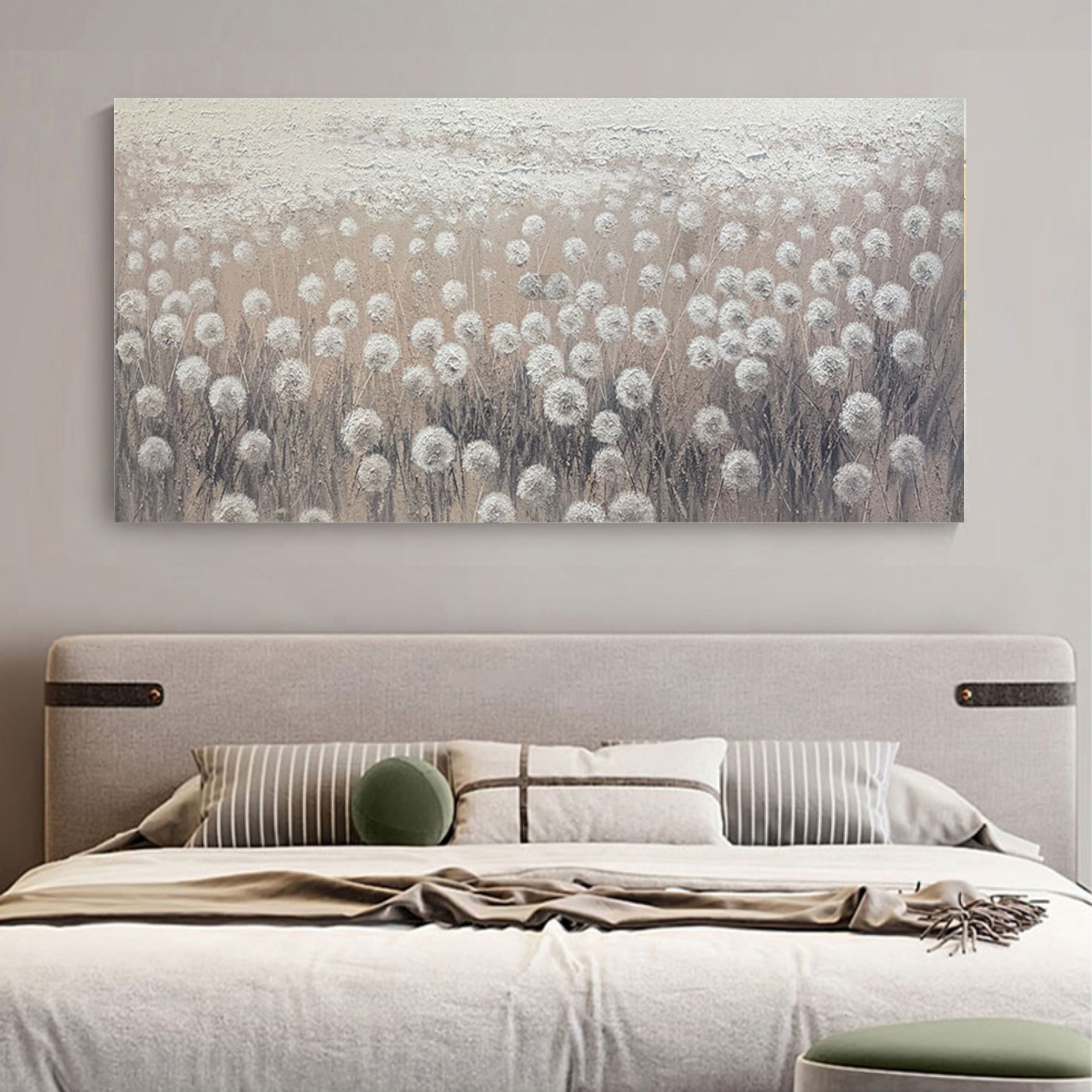 Wabi-Sabi Oil Painting Wabi-Sabi Wall Art Large Textured Canvas Painting Panoramic Plant Decorative Painting