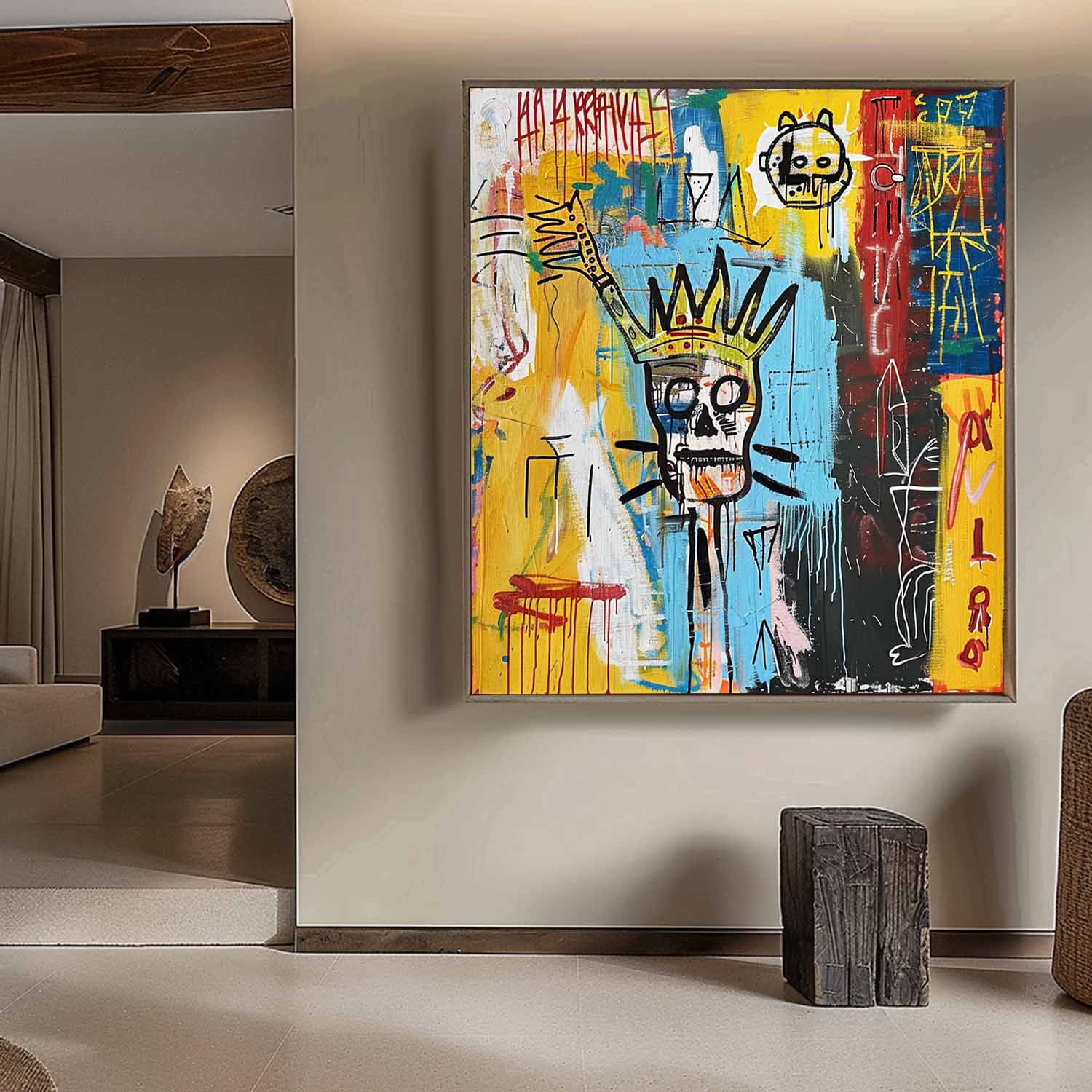 Basquiat Artist Basquiat Abstract Art for Sale Cool Skull Graffiti Canvas Wall Art Graffiti Street Art Abstract