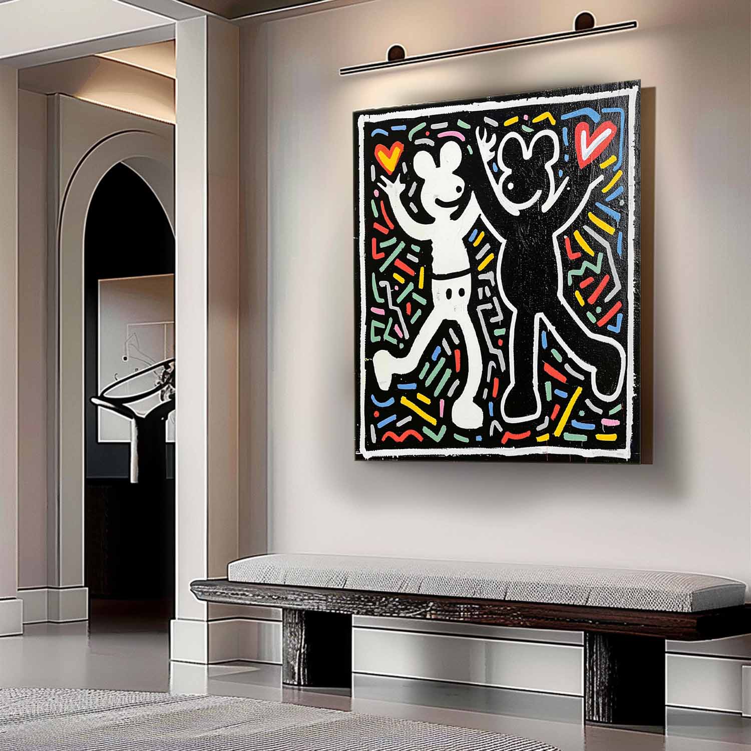 Special Valentine's Day Gift Couple Abstract Canvas Wall Art Keith Haring Graffiti Art for Sale