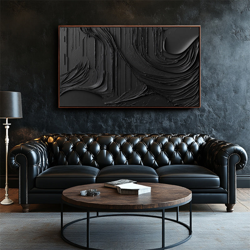 Abstract All-Black Textured Art-241458