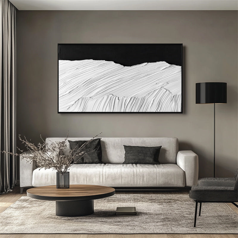 Black & White Horizontal Wave Art-wp241388