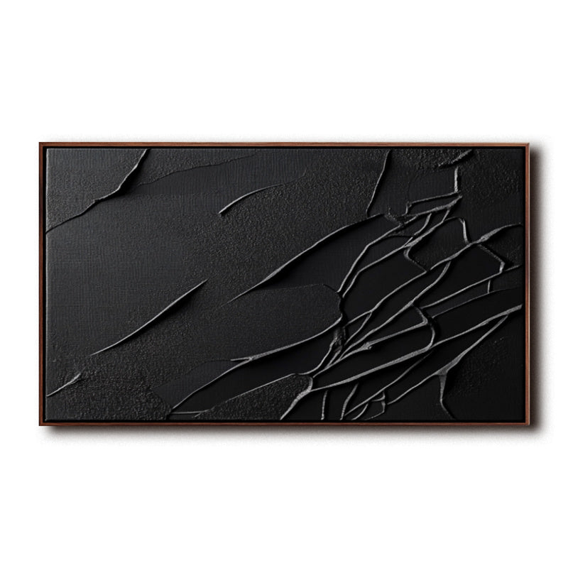 Cracked All-Black Abstract Art-241468