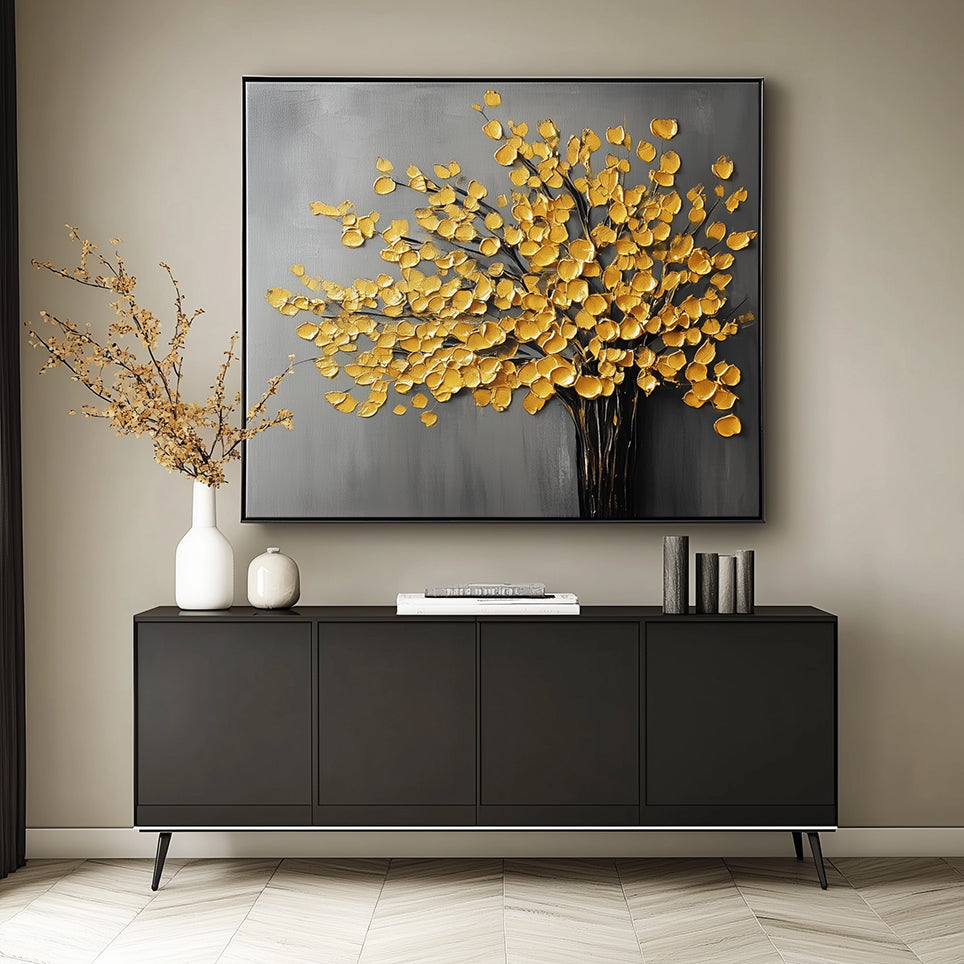 Golden Bloom: Textured Elegance