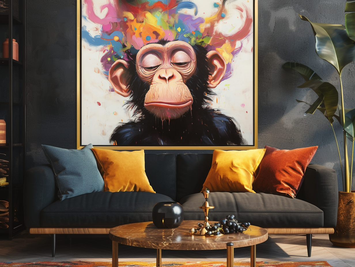 Colorful Serenity Monkey Art