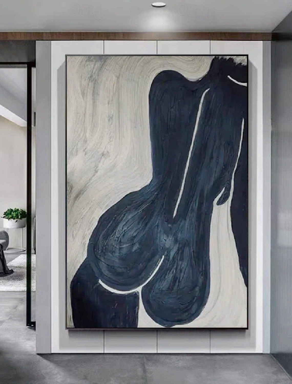 Large Abstract Nude Figure Canvas Art - Modern Minimalist Painting