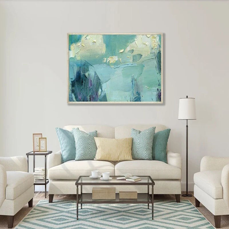 Turquoise Aquarelle – Horizontal Abstract Canvas