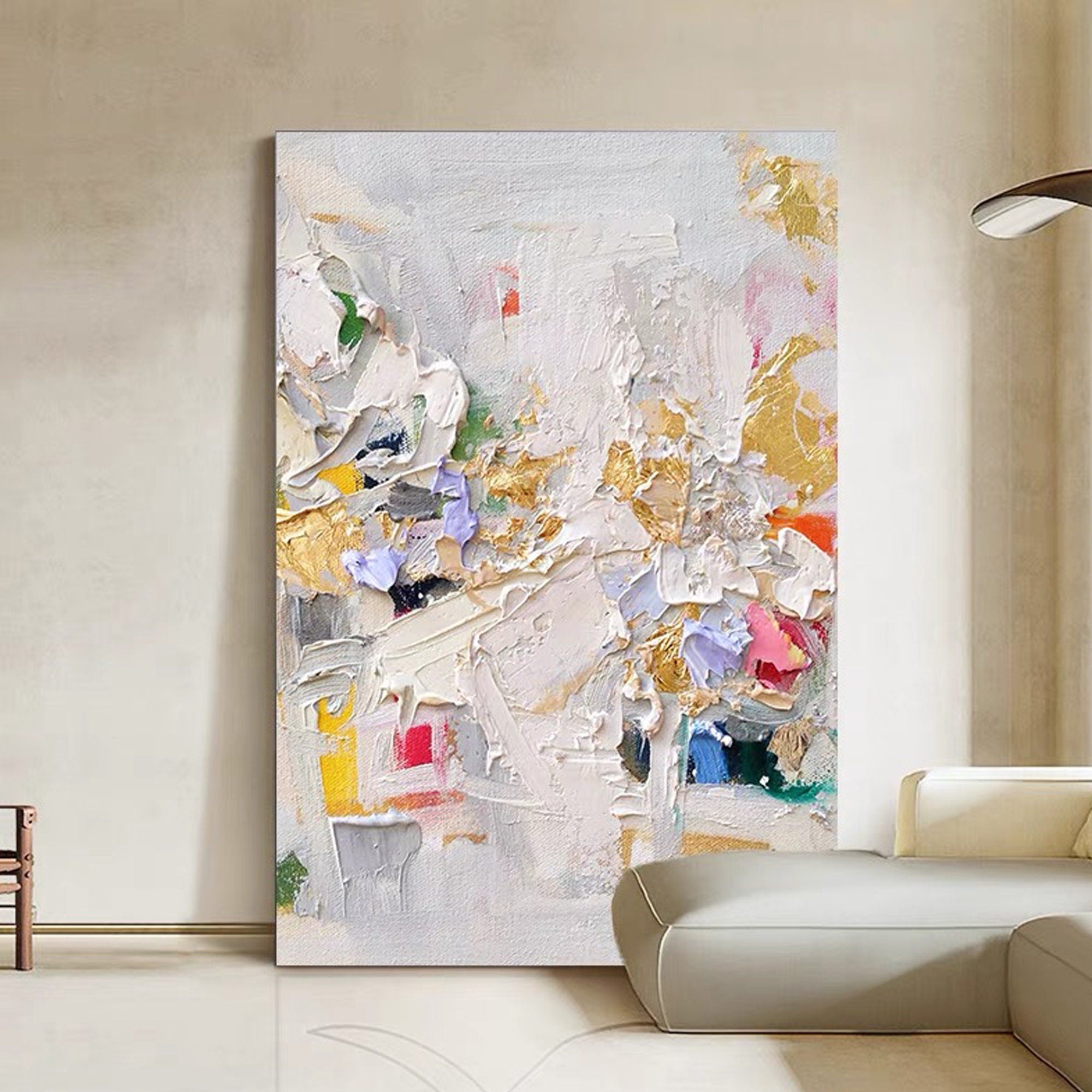 Golden Blossom Abstract Oil Painting