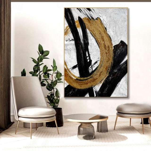 Golden Circle Abstract Canvas Art