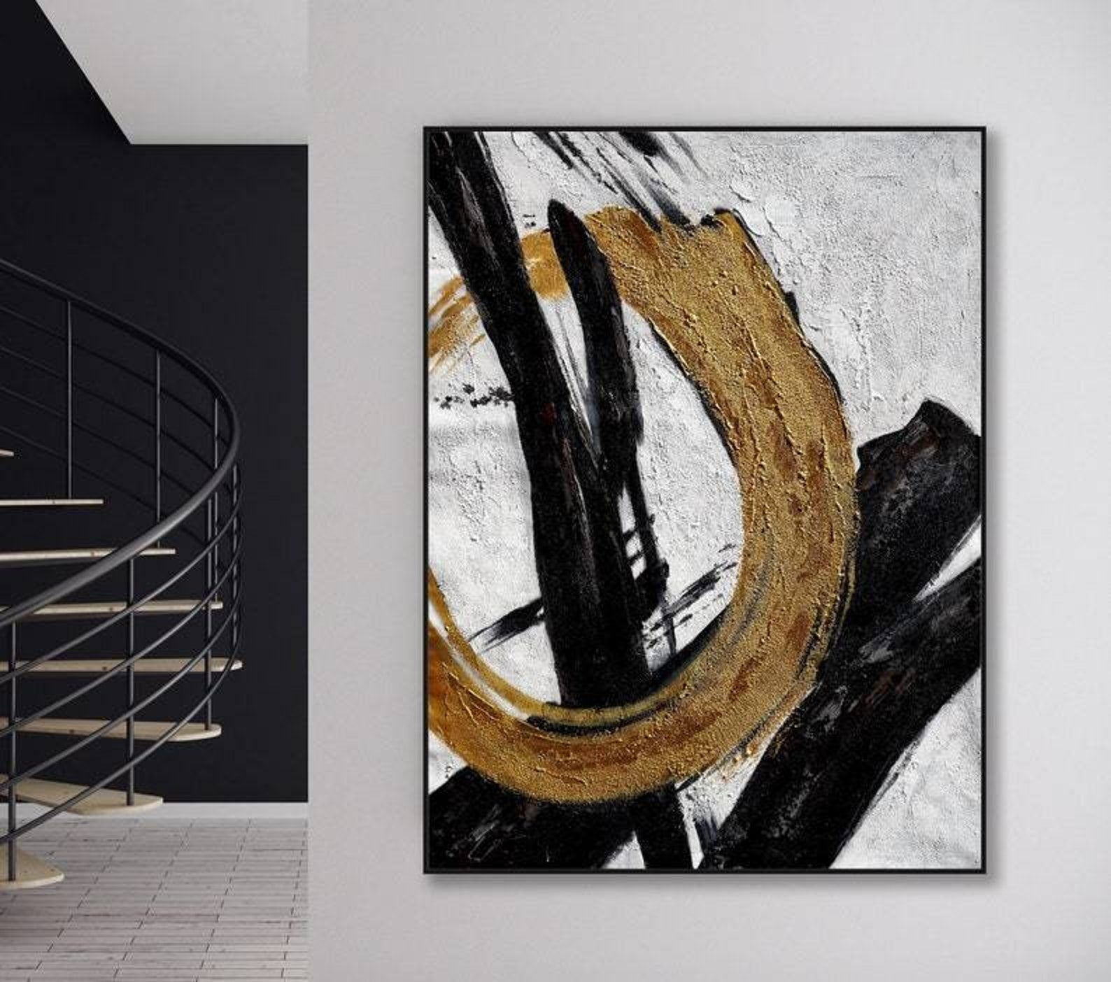 Golden Circle Abstract Canvas Art