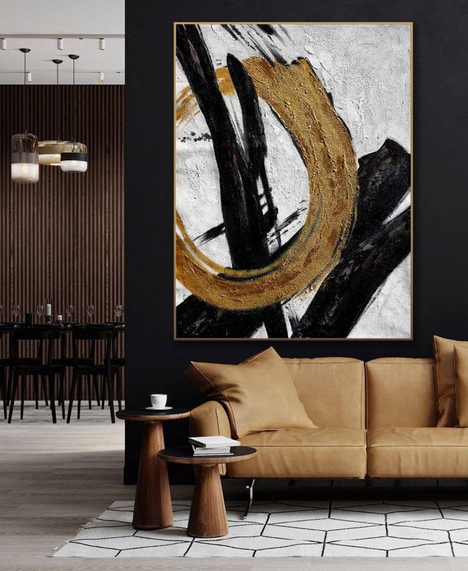 Golden Circle Abstract Canvas Art