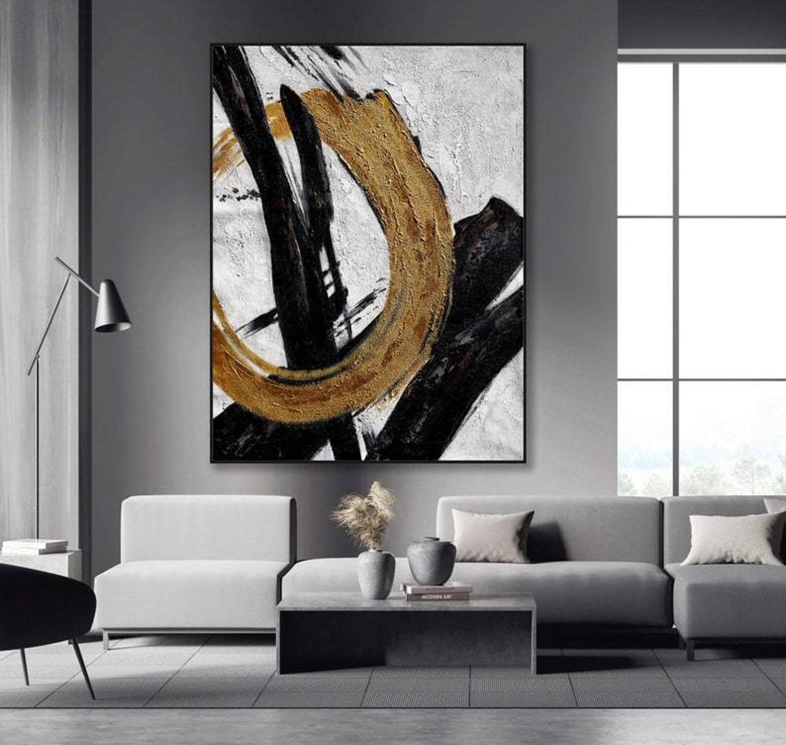 Golden Circle Abstract Canvas Art